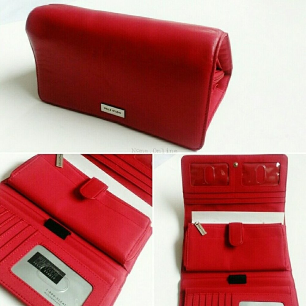 Wilson's Genuine Leather Red Pelle Studio Snap Zip Wallet